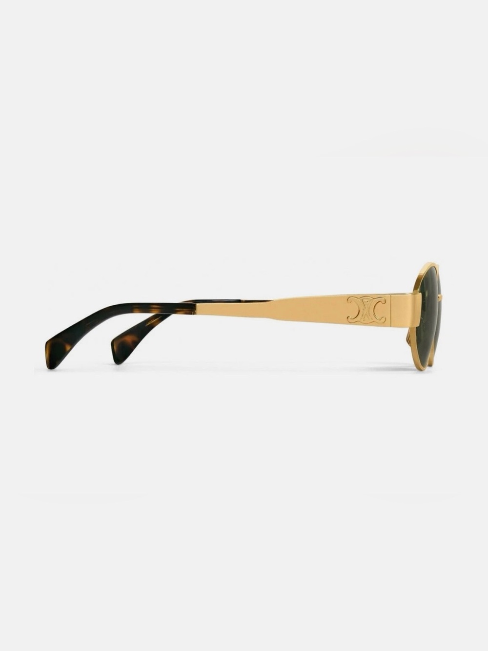 Celine Triomphe 3N Gold Metal Oval Frame Sunglasses with Green Lenses - Picture 4 of 12